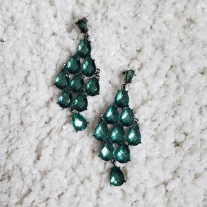 Blue Green Chandelier Earrings